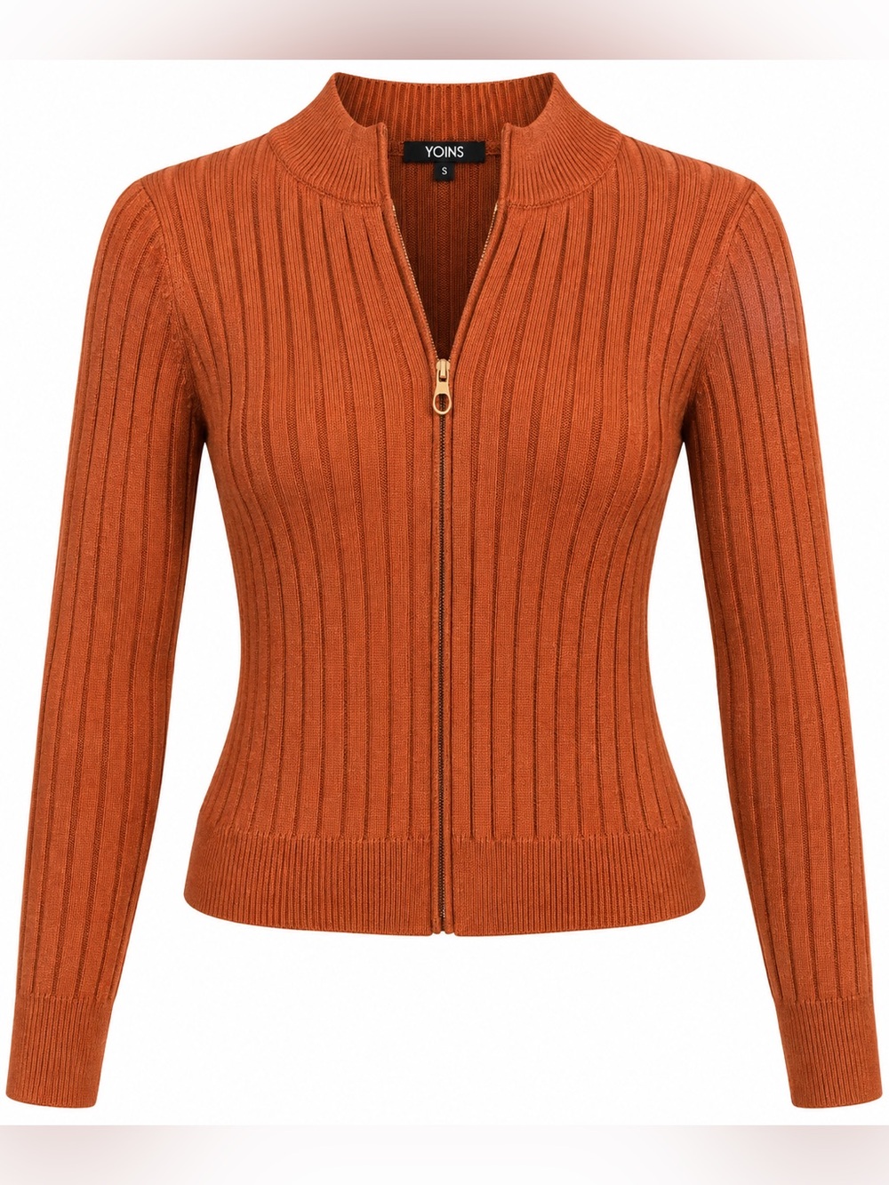 YOINS Women's Rust Ribbed Cardigan